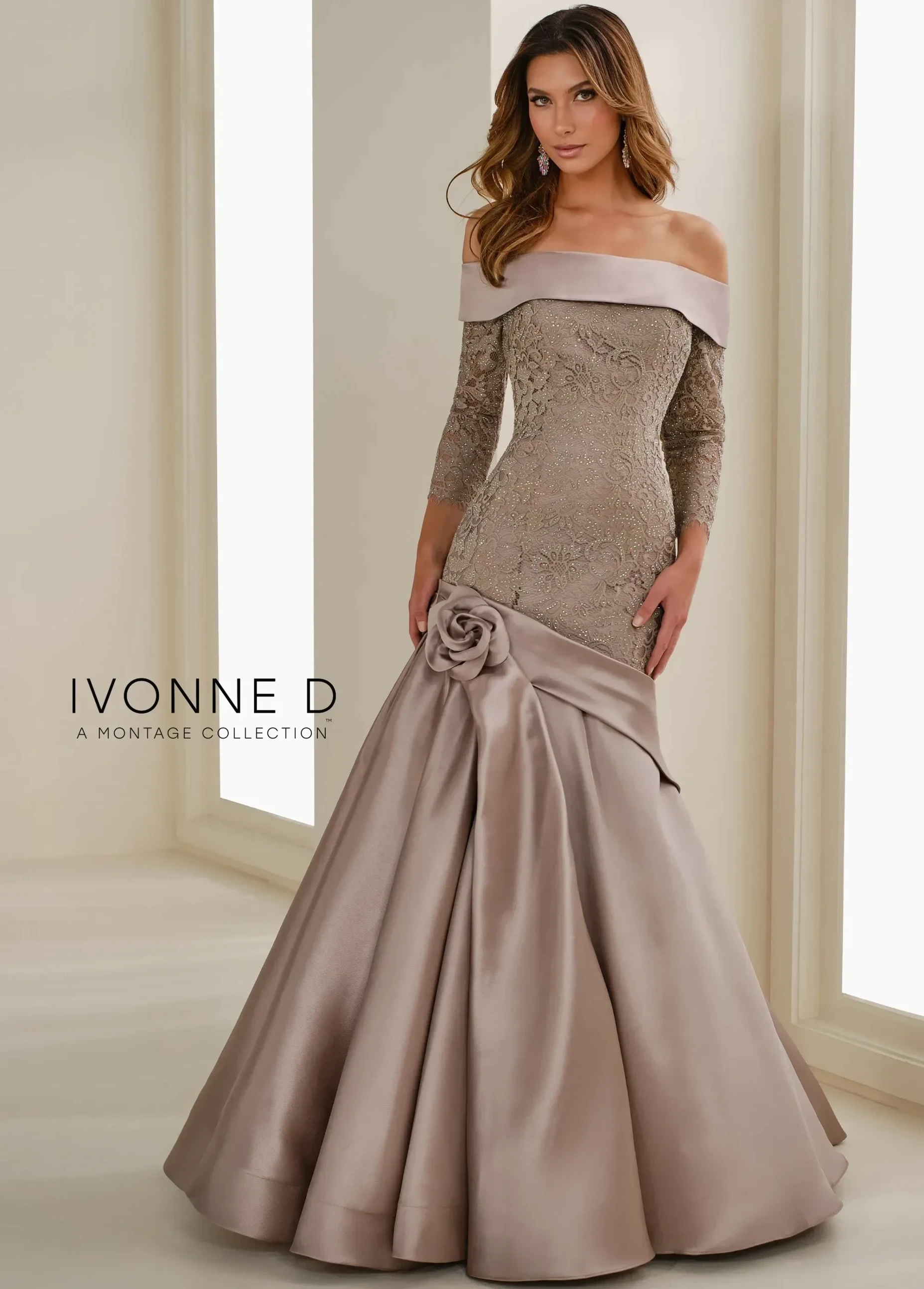 Model wearing a Long Sleeves gown