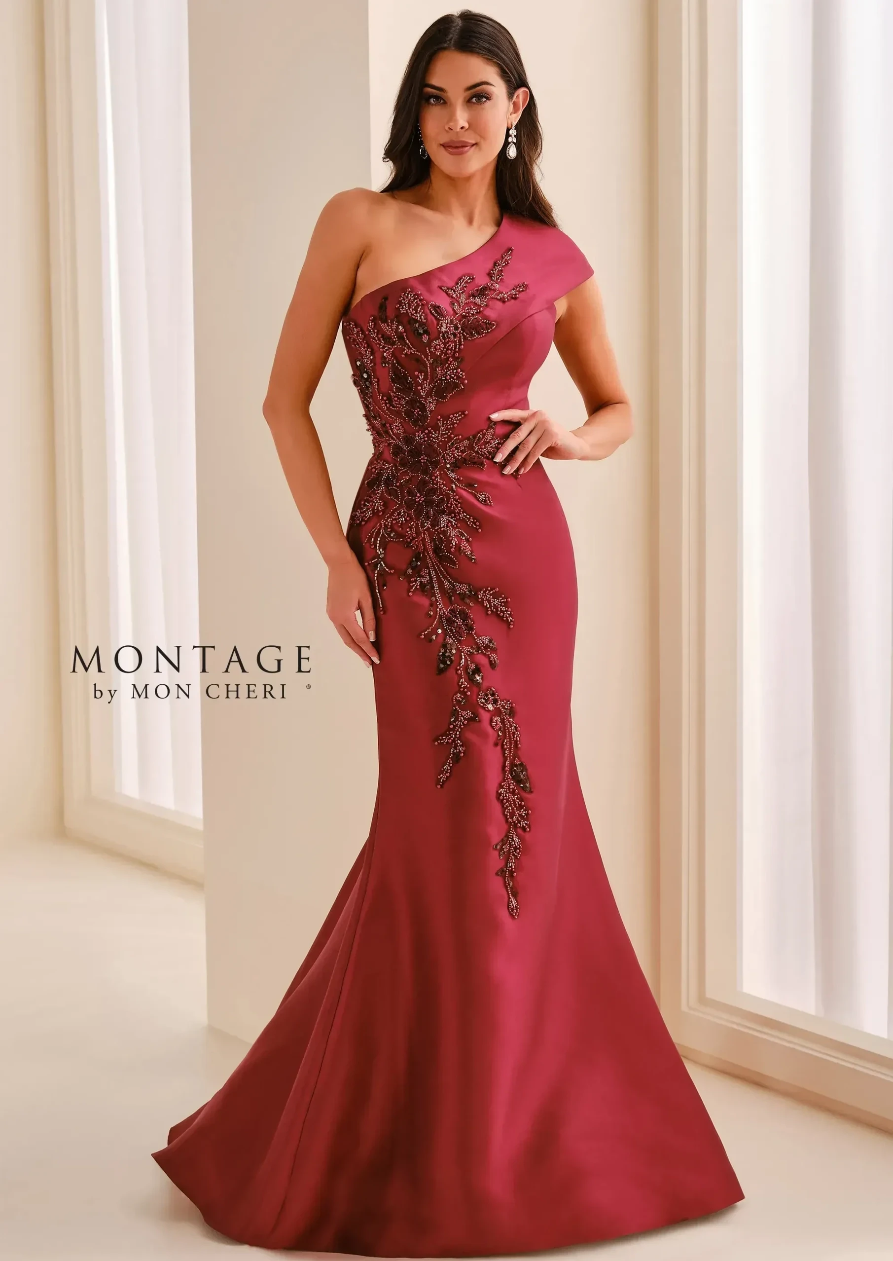 Model wearing a Beaded gown