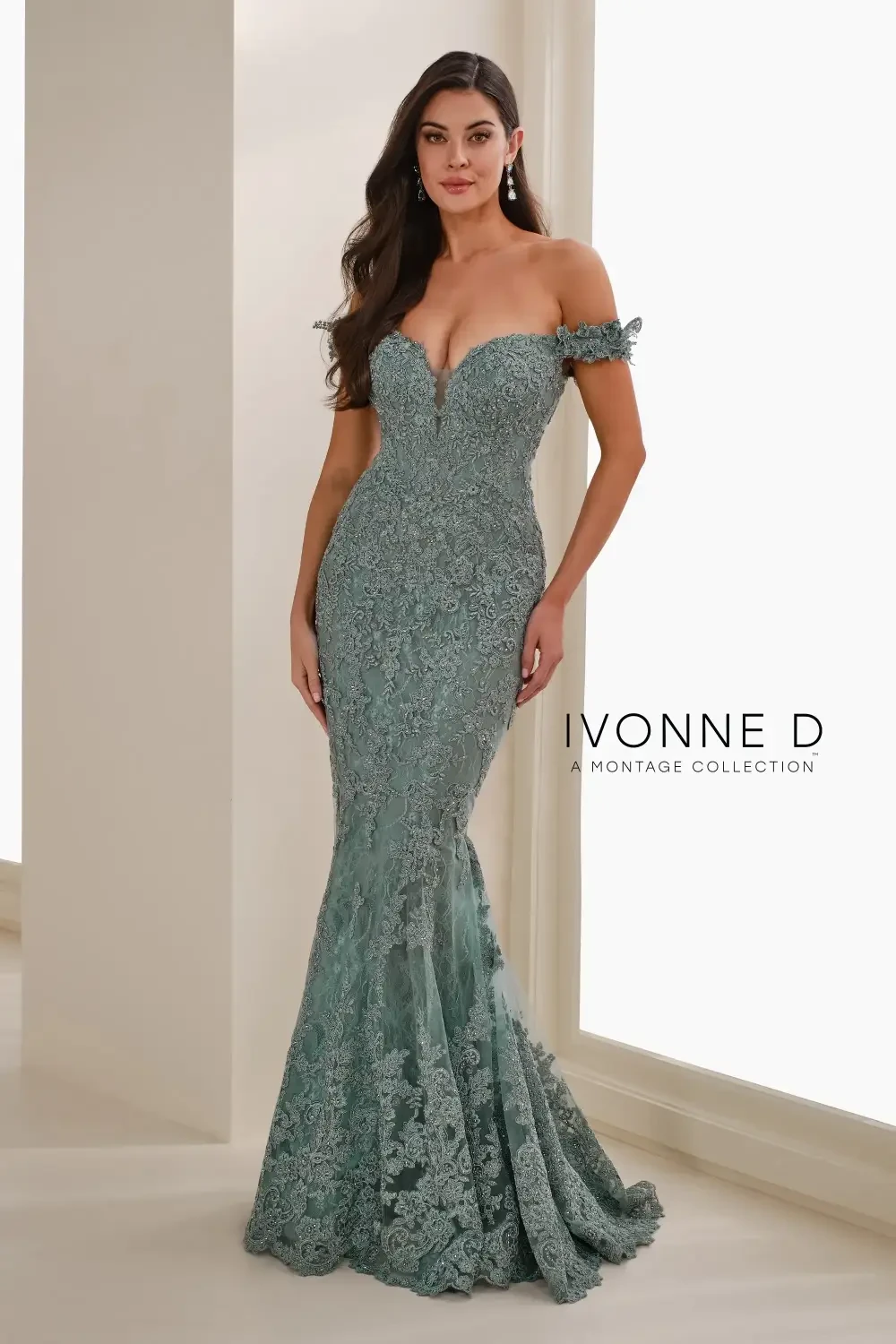 Model wearing a Long Sleeves gown