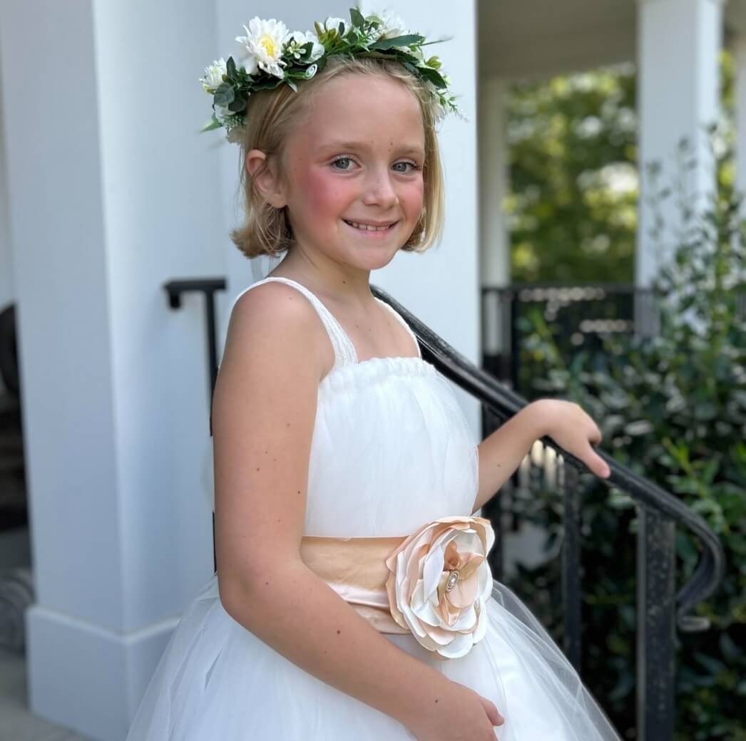 Model wearing a Flower Girls gown