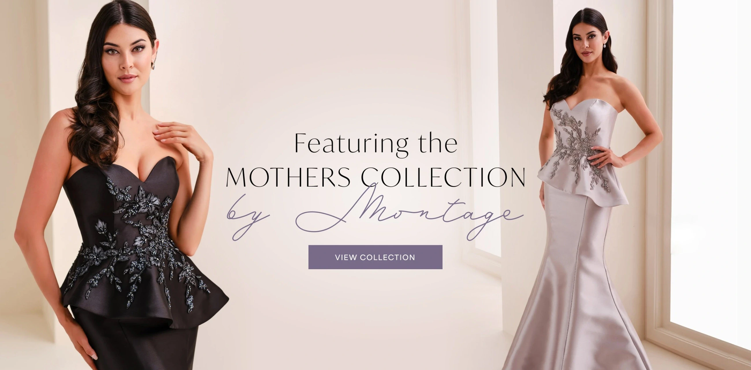 Models wearing Montage Mother of the Bride dresses, desktop banner